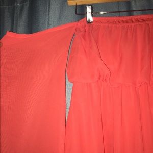 Coral off the shoulder dress